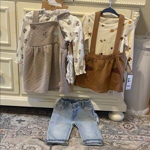 12 month old girl bundle (2 dresses and jeans) NWT